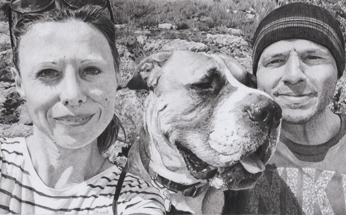 Portrait Drawing, Tobias & Helen, Graphite on Bristol Board, 18.5cm x 29.5cm