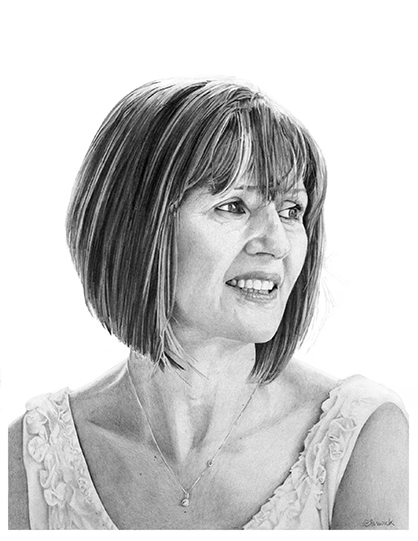 Portrait Drawing, Tracey, Wedding Day, Graphite on Bristol Board, 30cm x 42cm